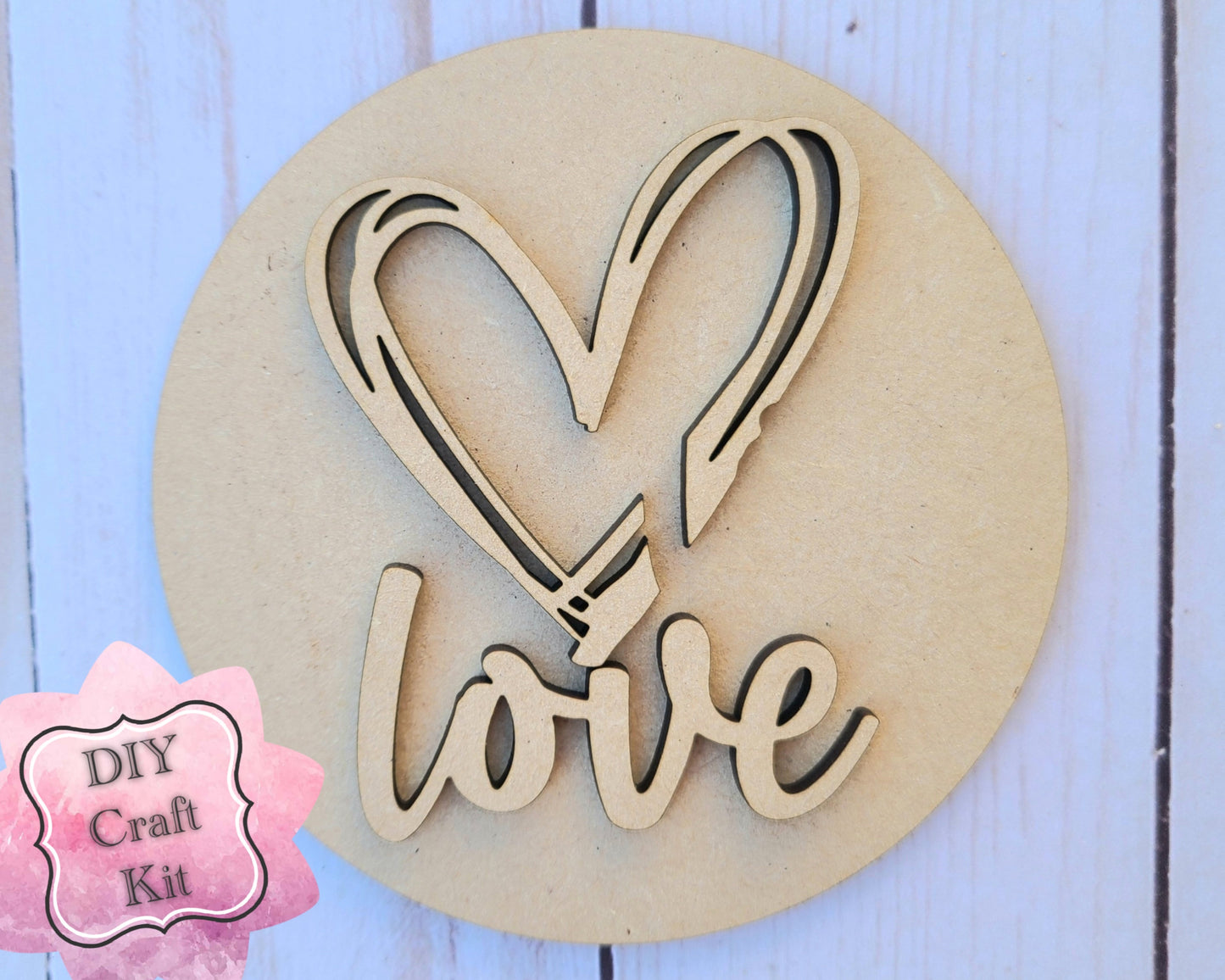 Love Valentine DIY Paint kit #2501 - Multiple Sizes Available - Unfinished Wood Cutout Shapes