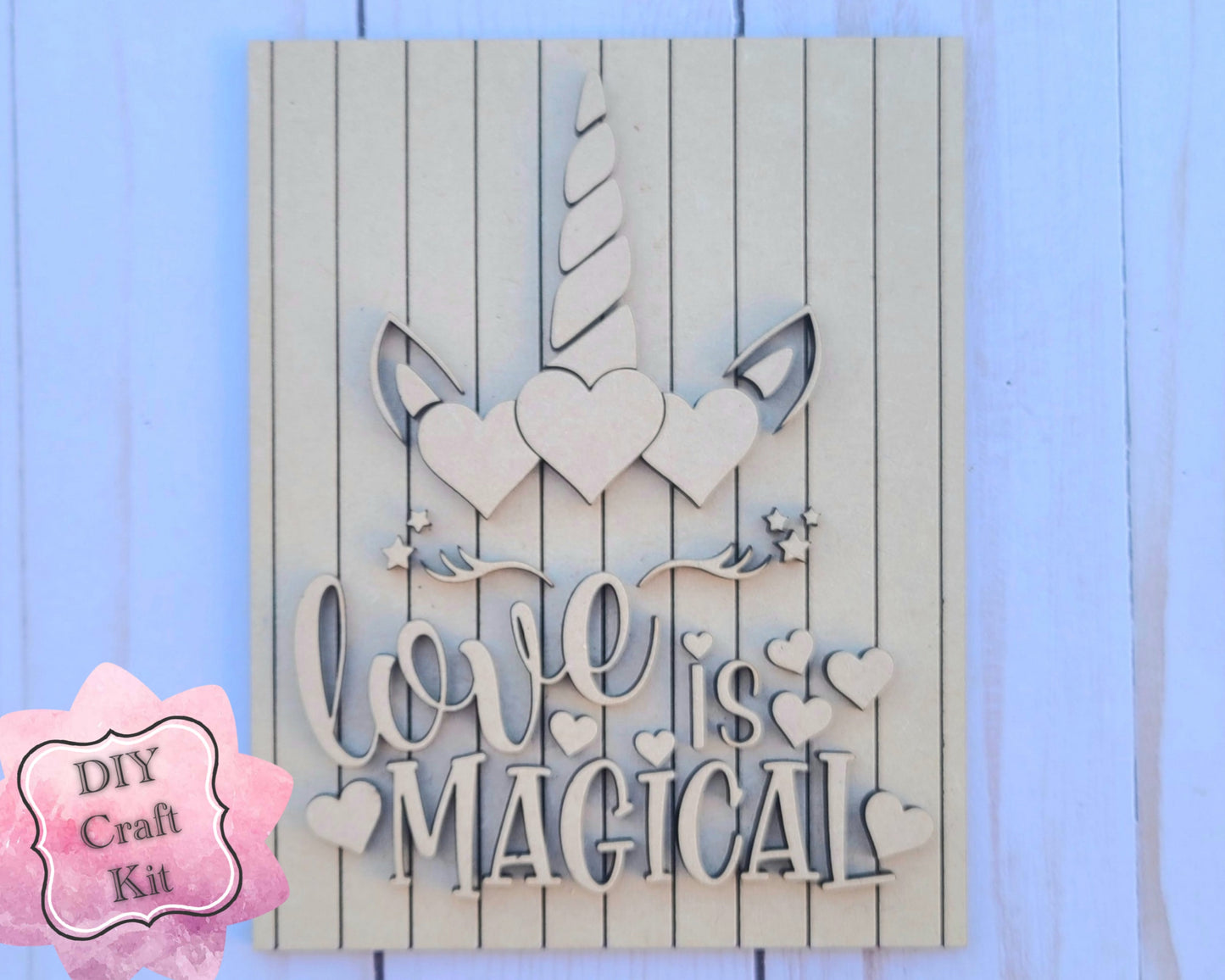 Love is Magical Unicorn Craft Kit #2514 Multiple Sizes Available - Unfinished Wood Cutout Shapes