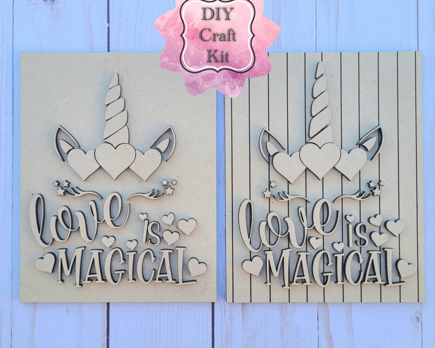 Love is Magical Unicorn Craft Kit #2514 Multiple Sizes Available - Unfinished Wood Cutout Shapes