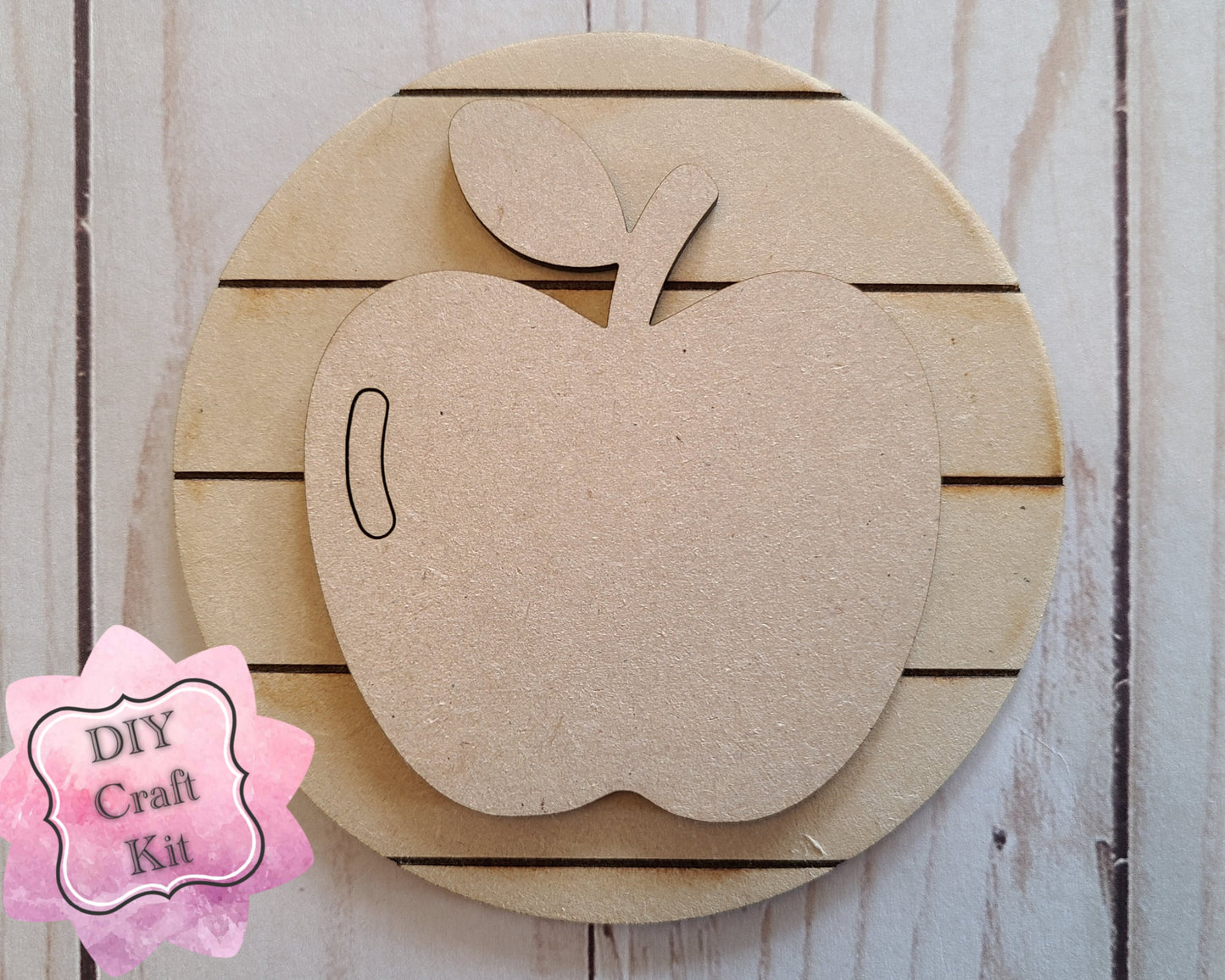 Apple Round Back to School DIY Craft Kit #2548 Multiple Sizes Available - Unfinished Wood Cutout Shapes