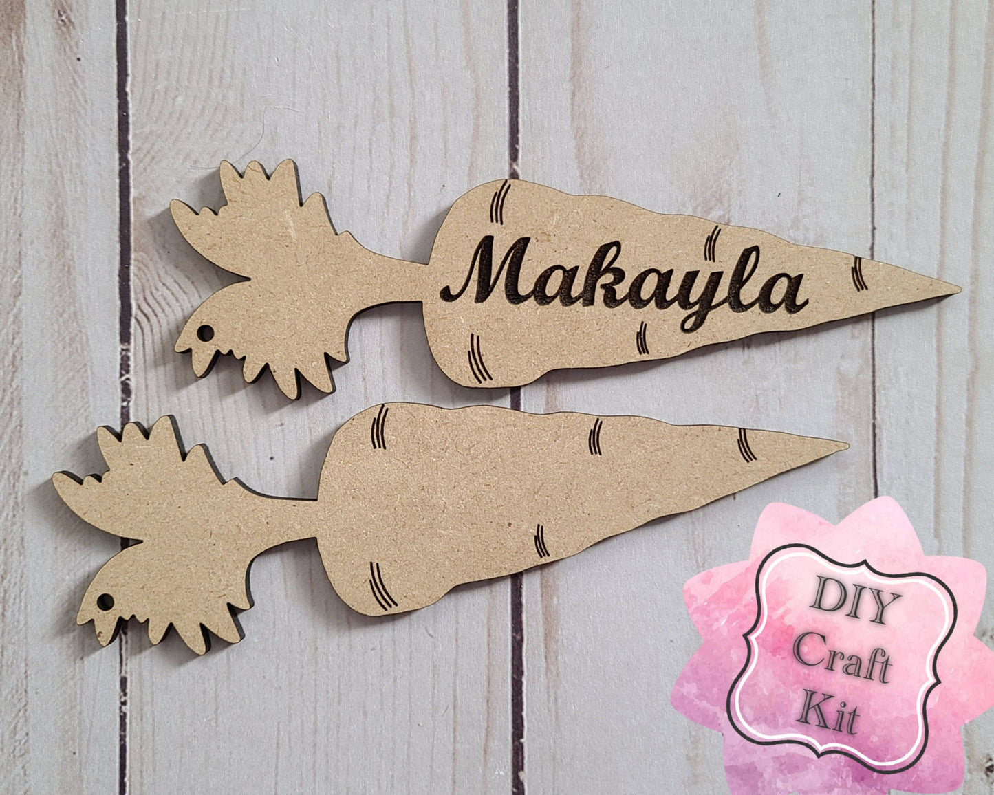 Carrot Easter Basket Tag DIY Easter Craft Kit DIY Paint kit #2563 - Multiple Sizes Available - Unfinished Wood Cutout Shapes