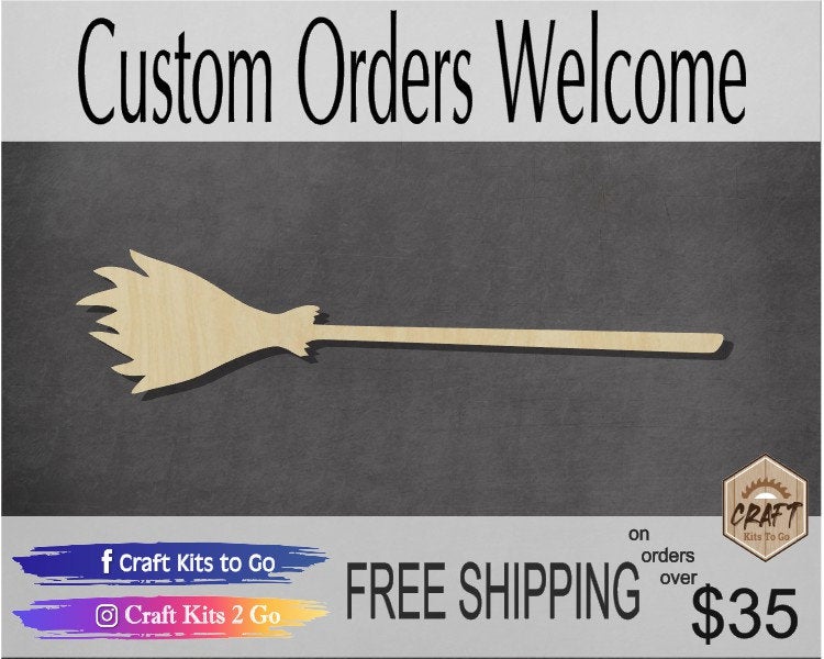 Witch Broom Wood Cutout #2842 - Multiple Sizes Available - Unfinished Wood Cutout Shapes