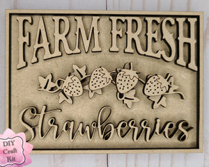 Farm Fresh Strawberries Strawberry Craft Kit Paint Kit Party Paint Kit #2766 - Multiple Sizes Available - Unfinished Wood Cutout Shapes