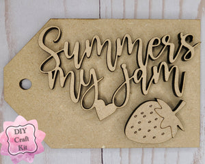 Summer is my Jam Strawberry Craft Kit Paint Kit Party Paint Kit #2767 - Multiple Sizes Available - Unfinished Wood Cutout Shapes