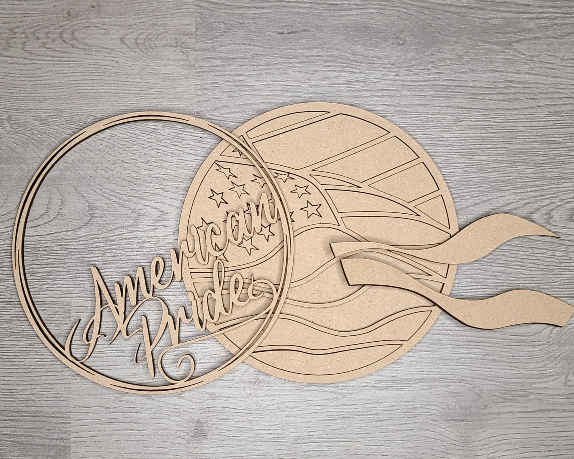 American Pride Flag 4th of July Craft Kit Paint Kit Party Paint Kit #2843- Multiple Sizes Available - Unfinished Wood Cutout Shapes