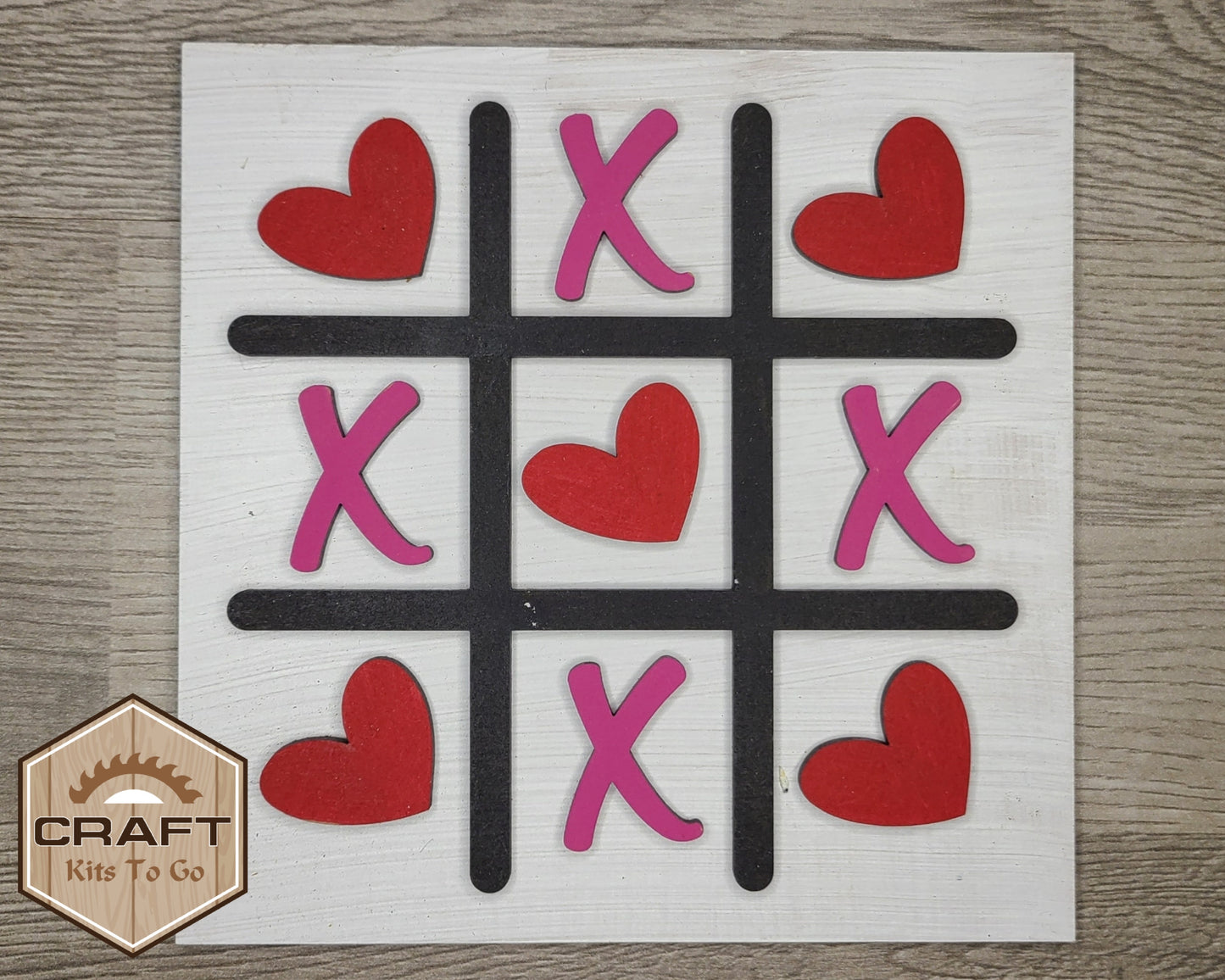 XOXO Tic Tac Toe Valentine DIY Paint kit #2497 - Multiple Sizes Available - Unfinished Wood Cutout Shapes