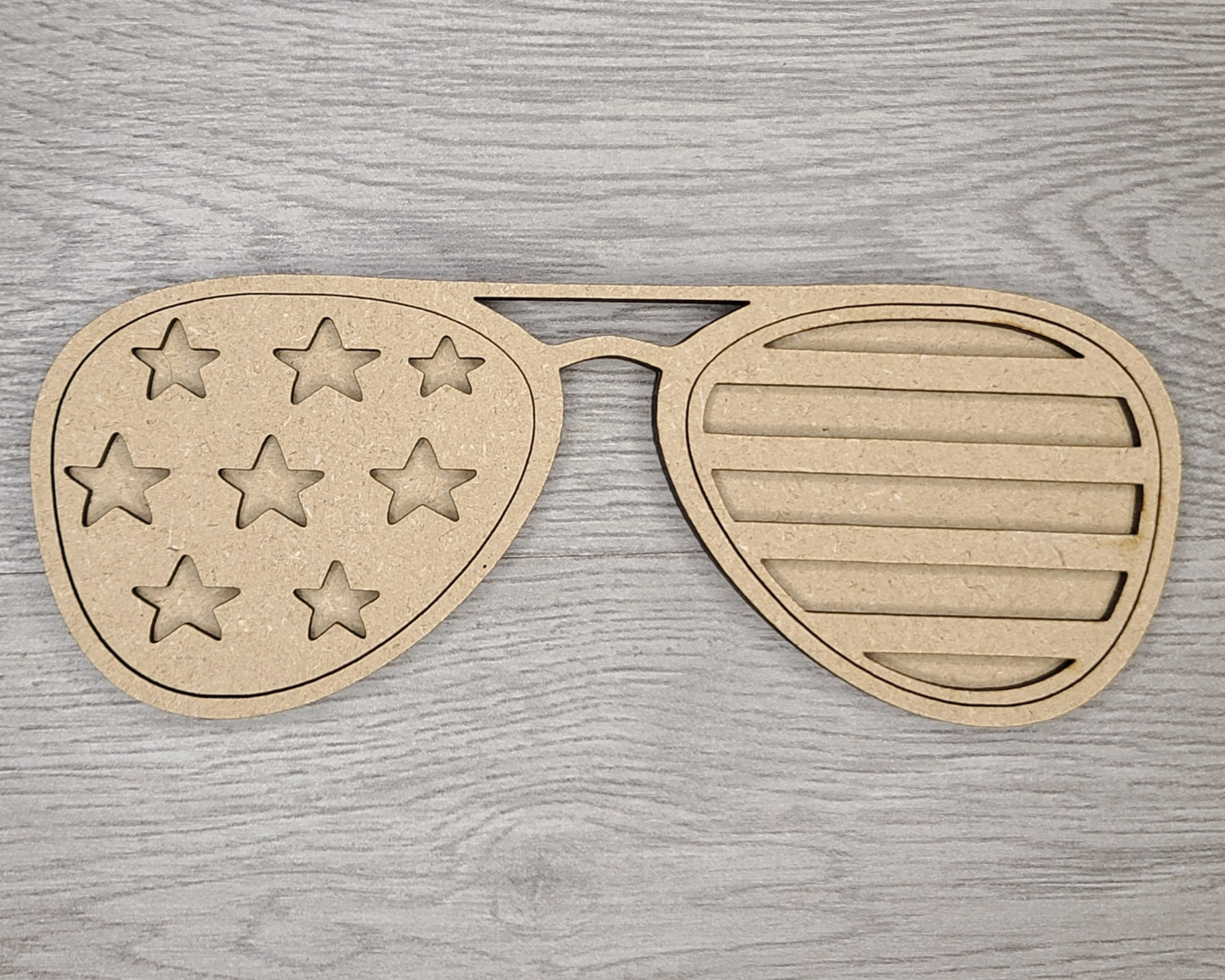 4th of July Sunglasses Patriotic Decor Craft Kit Paint Party Kit #2877 - Multiple Sizes Available - Unfinished Wood Cutout Frames