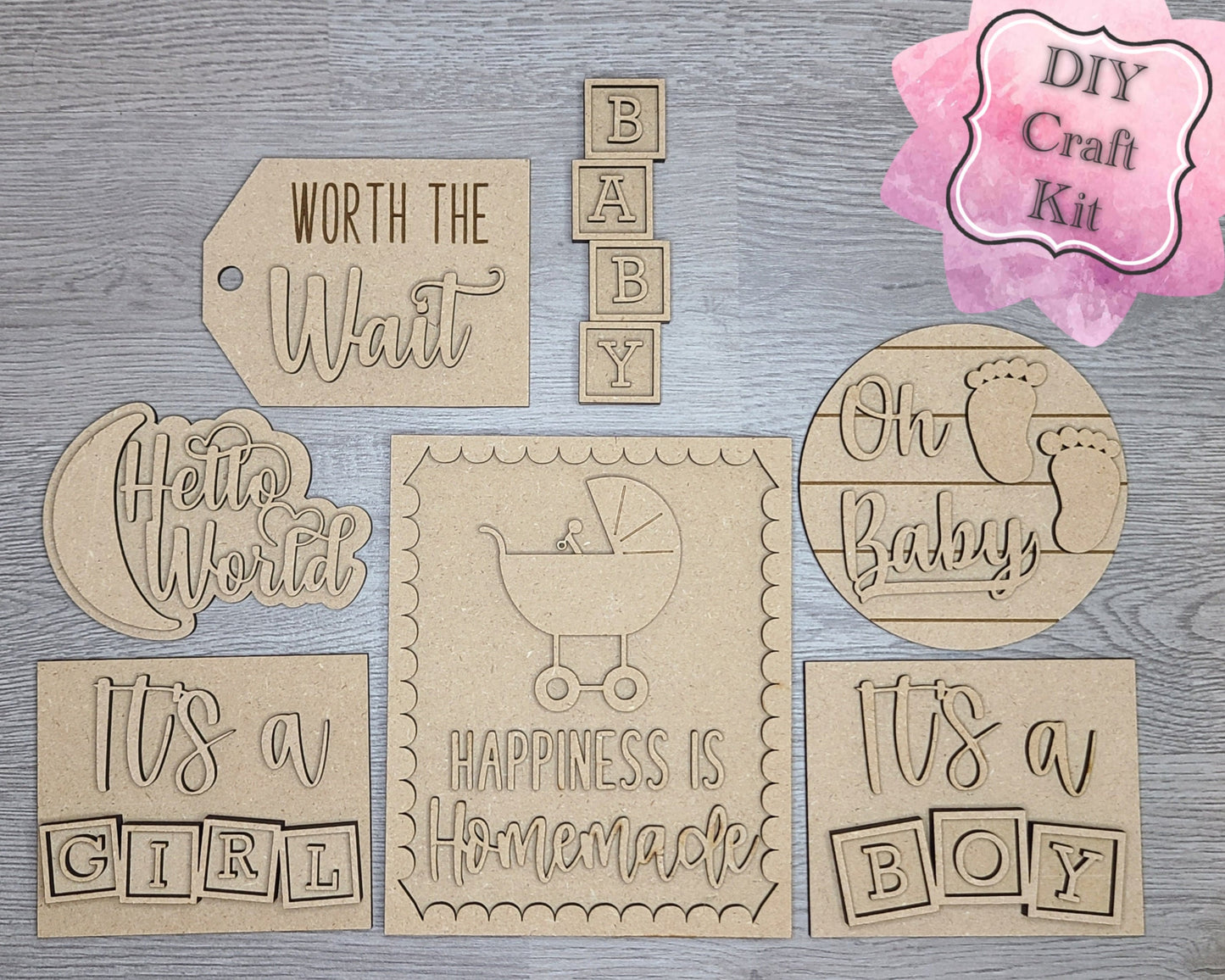 Worth the Wait Baby Shower DIY Craft Kit #2896 - Multiple Sizes Available - Unfinished Wood Cutout Shapes
