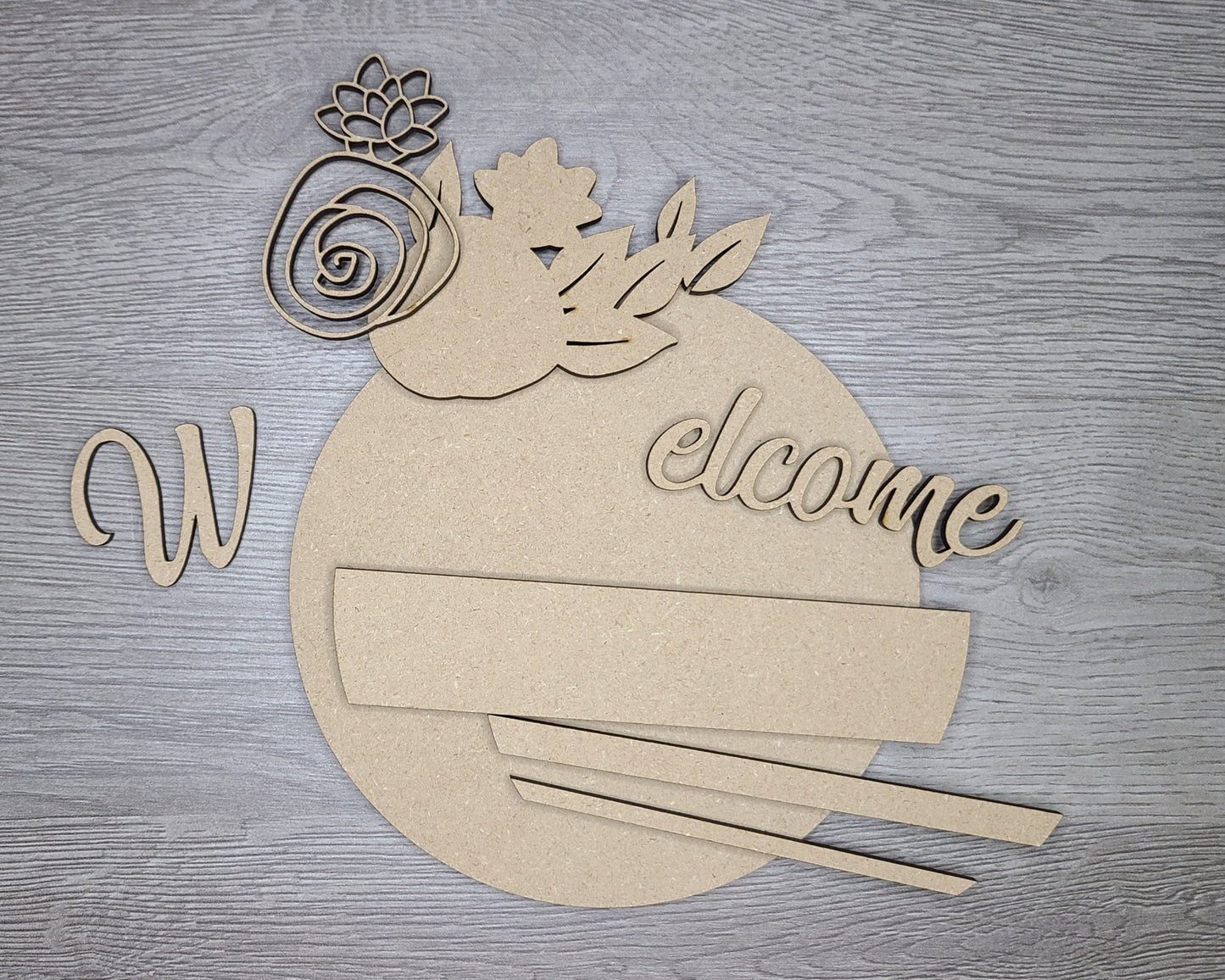 Welcome Flower Kit DIY Craft Kit #2904 - Multiple Sizes Available - Unfinished Wood Cutout Shapes