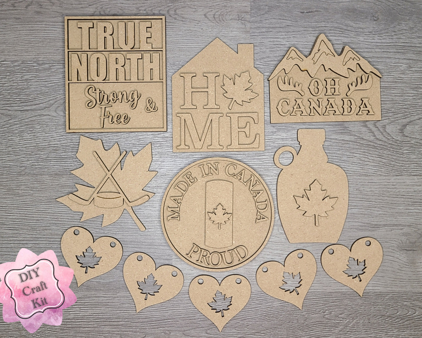 True North Canadian Canada Craft Kit DIY Craft Kit #2938 - Multiple Sizes Available - Unfinished Wood Cutout Shapes