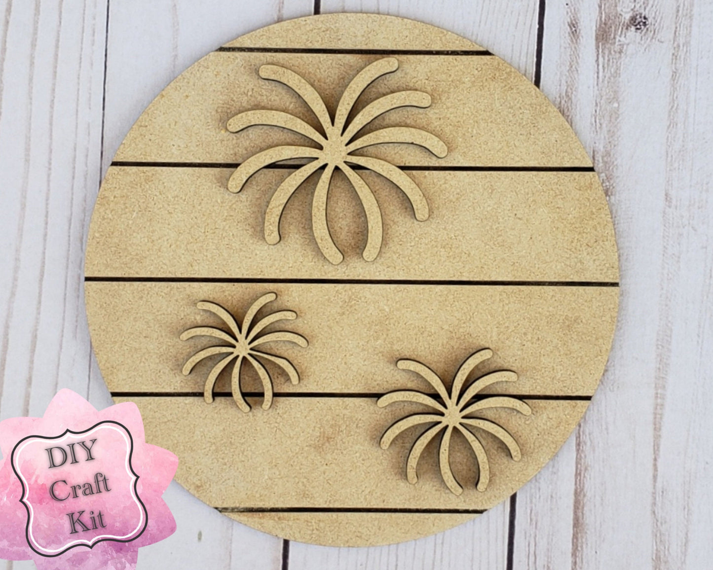 Fireworks Circle 4th of July Independence Day DIY Paint kit #2268 - Multiple Sizes Available - Unfinished Wood Cutout Shapes