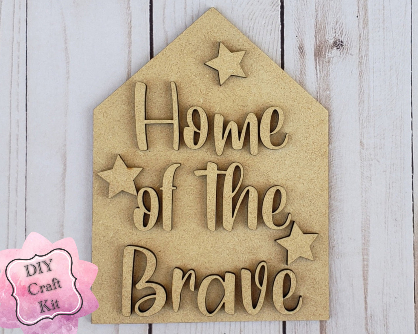 Home of the Brave Craft 4th of July Independence Day DIY Paint kit #2269 - Multiple Sizes Available - Unfinished Wood Cutout Shapes