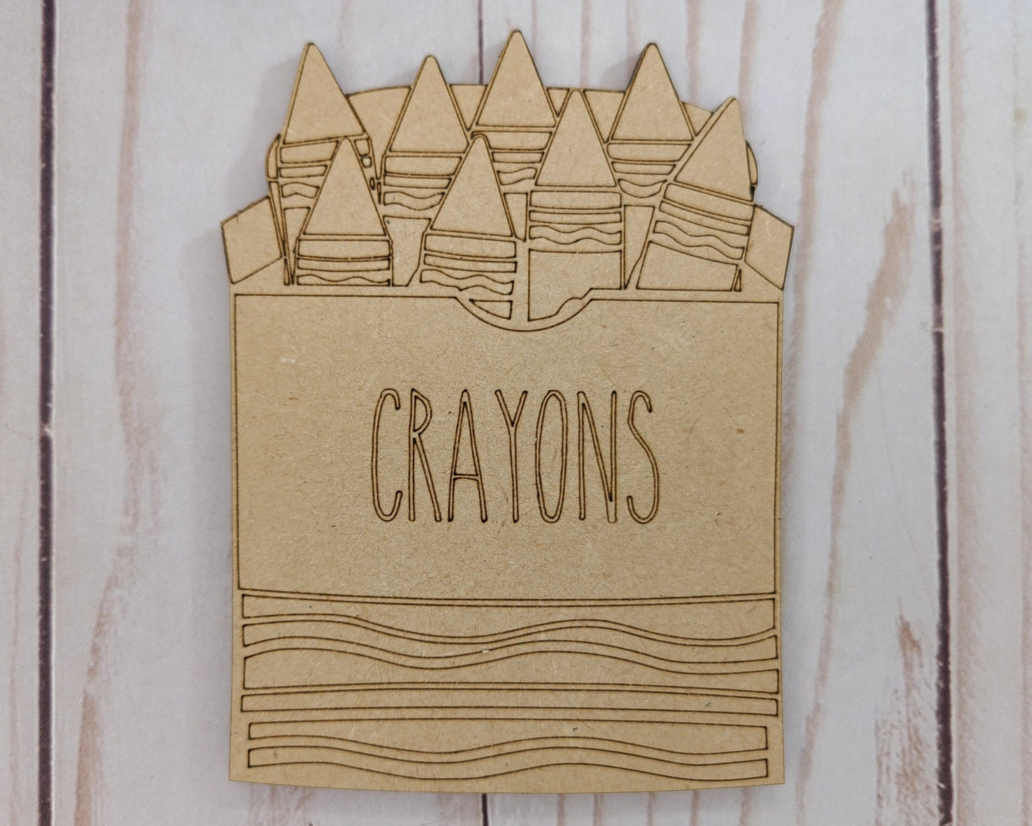 Crayons Back to School Craft Kit DIY Craft Kit #2305 - Multiple Sizes Available - Unfinished Wood Cutout Shapes