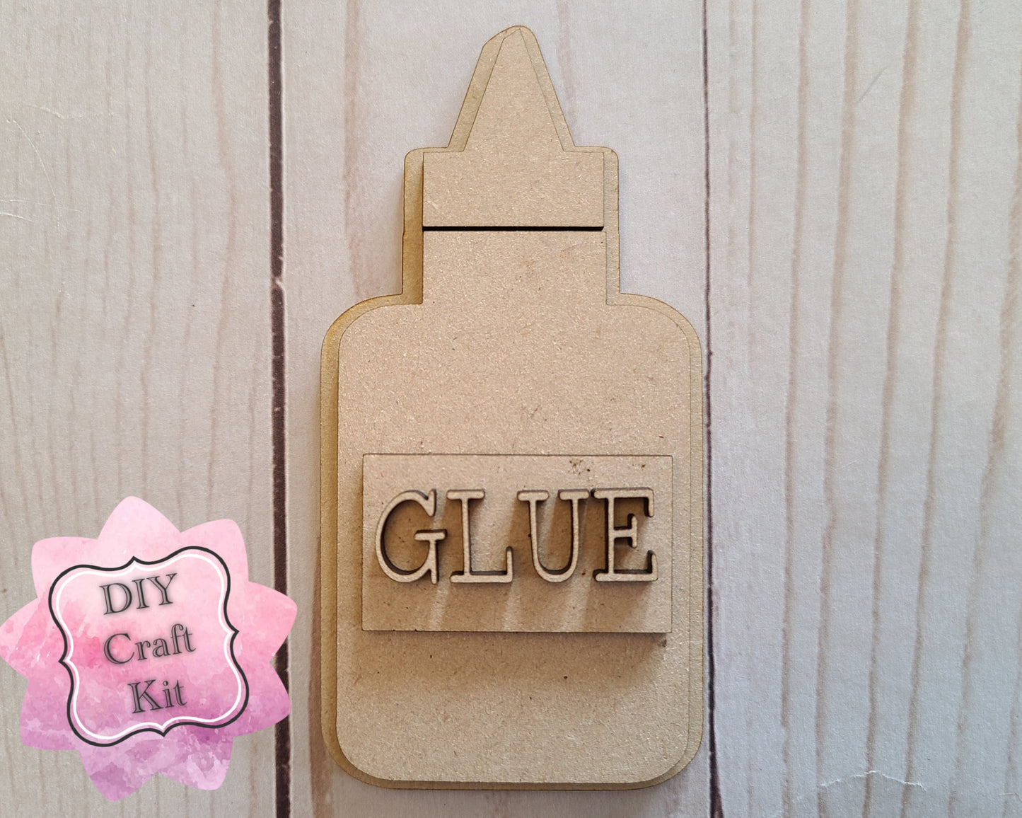 Glue Bottle Back to School kit DIY Craft Kit #2551 Multiple Sizes Available - Unfinished Wood Cutout Shapes