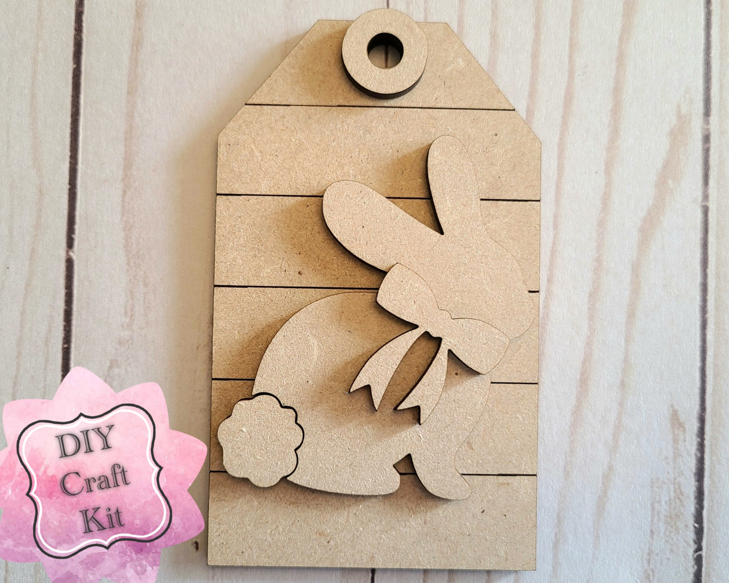 Bunny Tag Easter Kit Craft Night Crafty Craft Kit #2558 - Multiple Sizes Available - Unfinished Wood Cutout Shapes