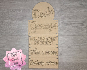 Dad's Garage Father's Day DIY Craft Kit #2852 - Multiple Sizes Available - Unfinished Wood Cutout Shapes