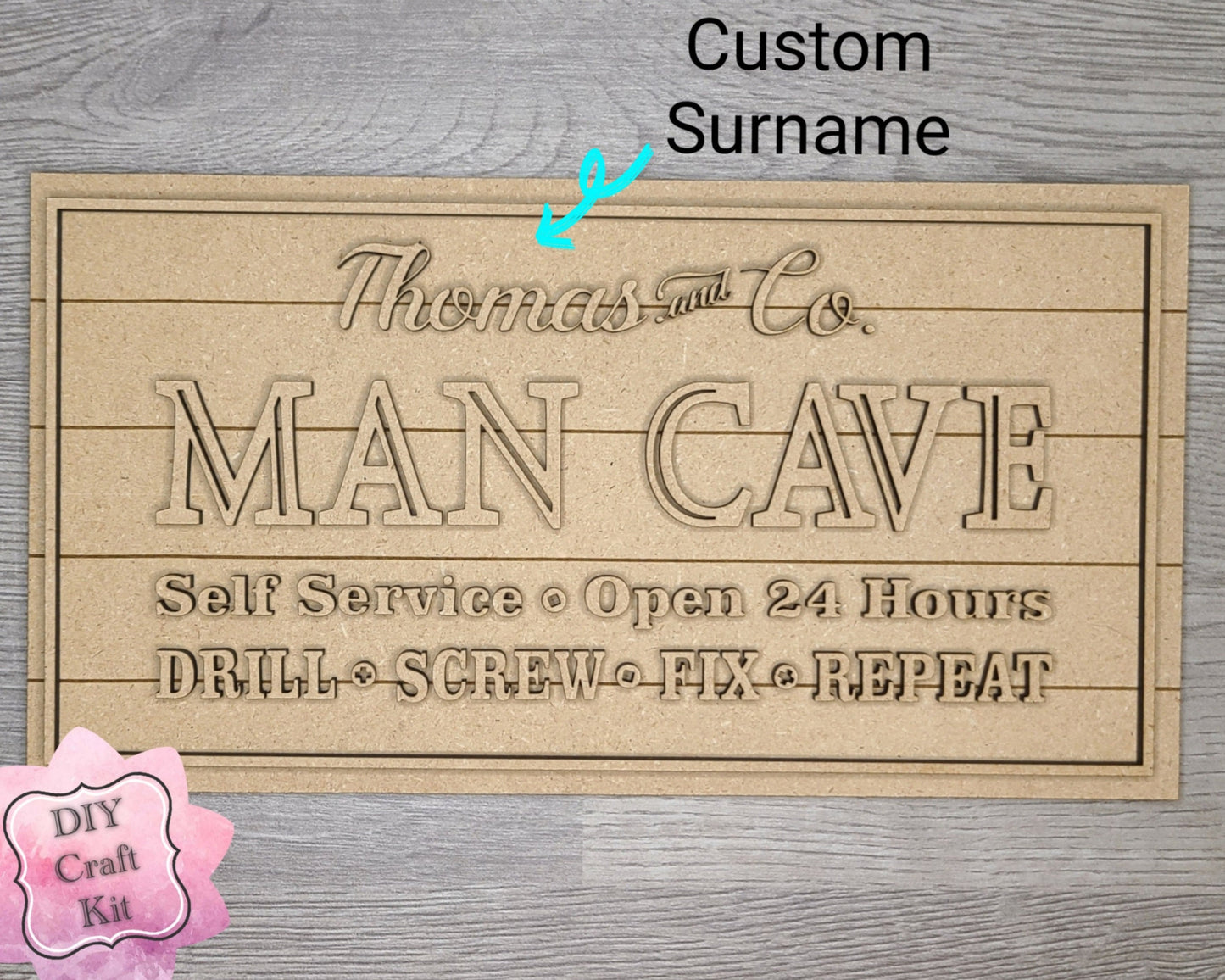 Man Cave Father's Day DIY Craft Kit #2872 - Multiple Sizes Available - Unfinished Wood Cutout Shapes