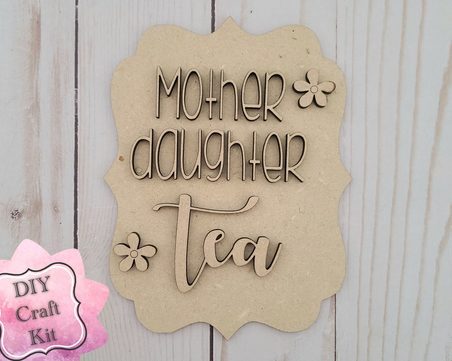 Mother/Daughter Tea Party Craft DIY Paint Party Kit Craft Kit for Adults #2624 - Multiple Sizes Available - Unfinished Wood Cutout Shapes