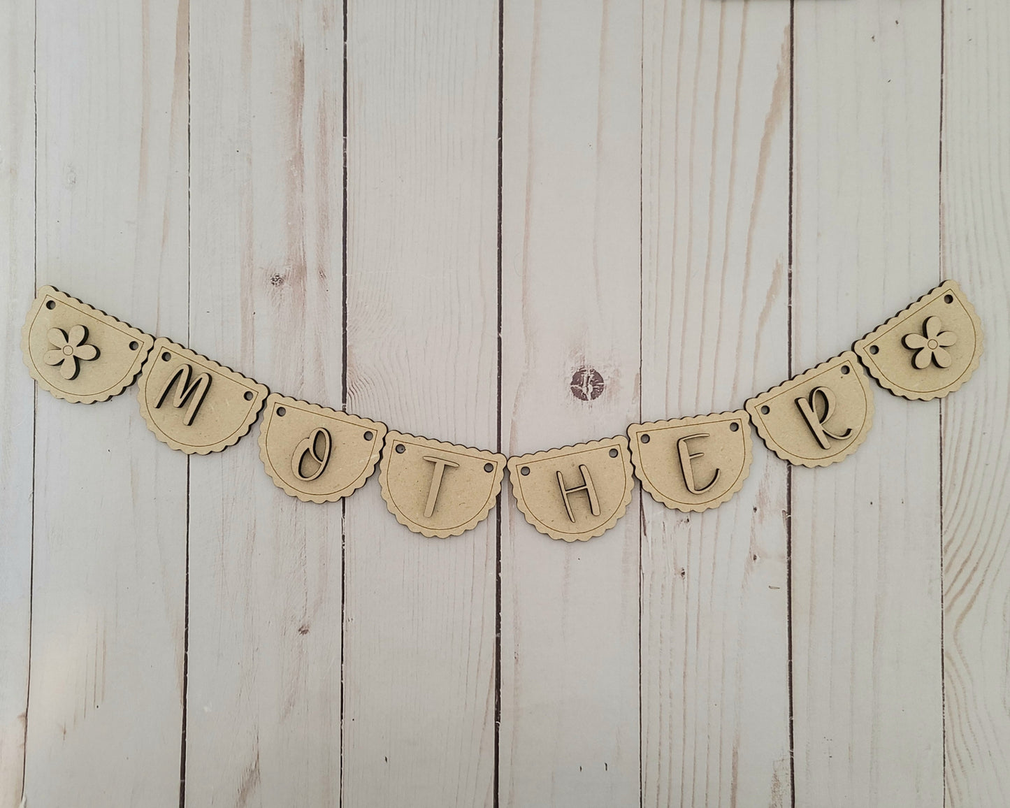 Mother Bunting Banner Craft DIY Paint Party Kit Craft Kit for Adults #2629 - Multiple Sizes Available - Unfinished Wood Cutout Shapes