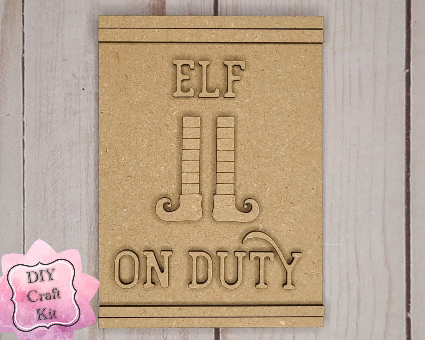 Elf on Duty Kit Christmas Elf Red Elf Decor DIY Paint kit #2813 - Multiple Sizes Available - Unfinished Wood Cutout Shapes