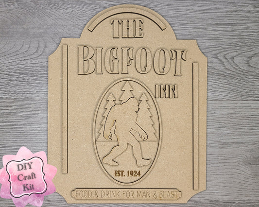 Big Foot Inn Craft DIY Paint Party Kit Craft Kit for Adults #3025 - Multiple Sizes Available - Unfinished Wood Cutout Shapes