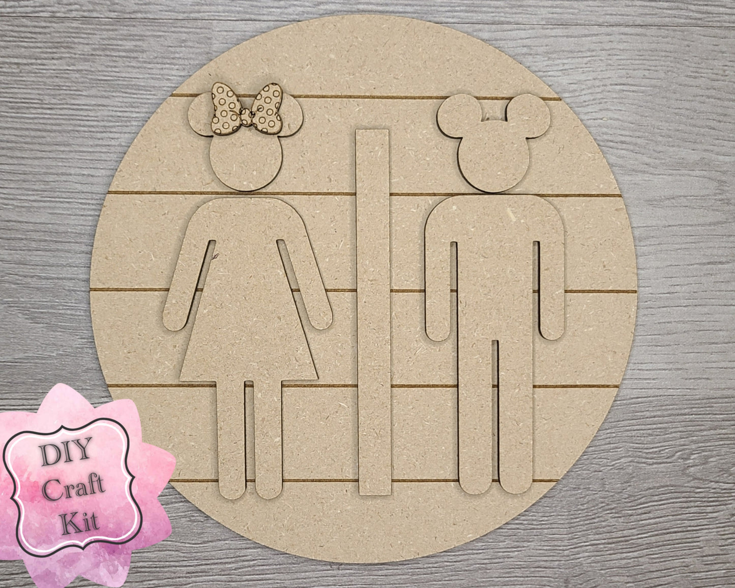 Mouse Bathroom Sign Craft Kit Paint Kit Party Paint Kit #3029 - Multiple Sizes Available - Unfinished Wood Cutout Shapes