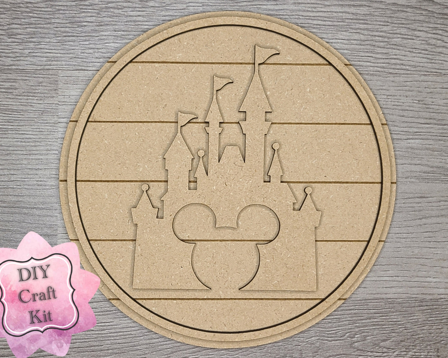 Castle Round Craft Kit Paint Kit Party Paint Kit #3030 - Multiple Sizes Available - Unfinished Wood Cutout Shapes