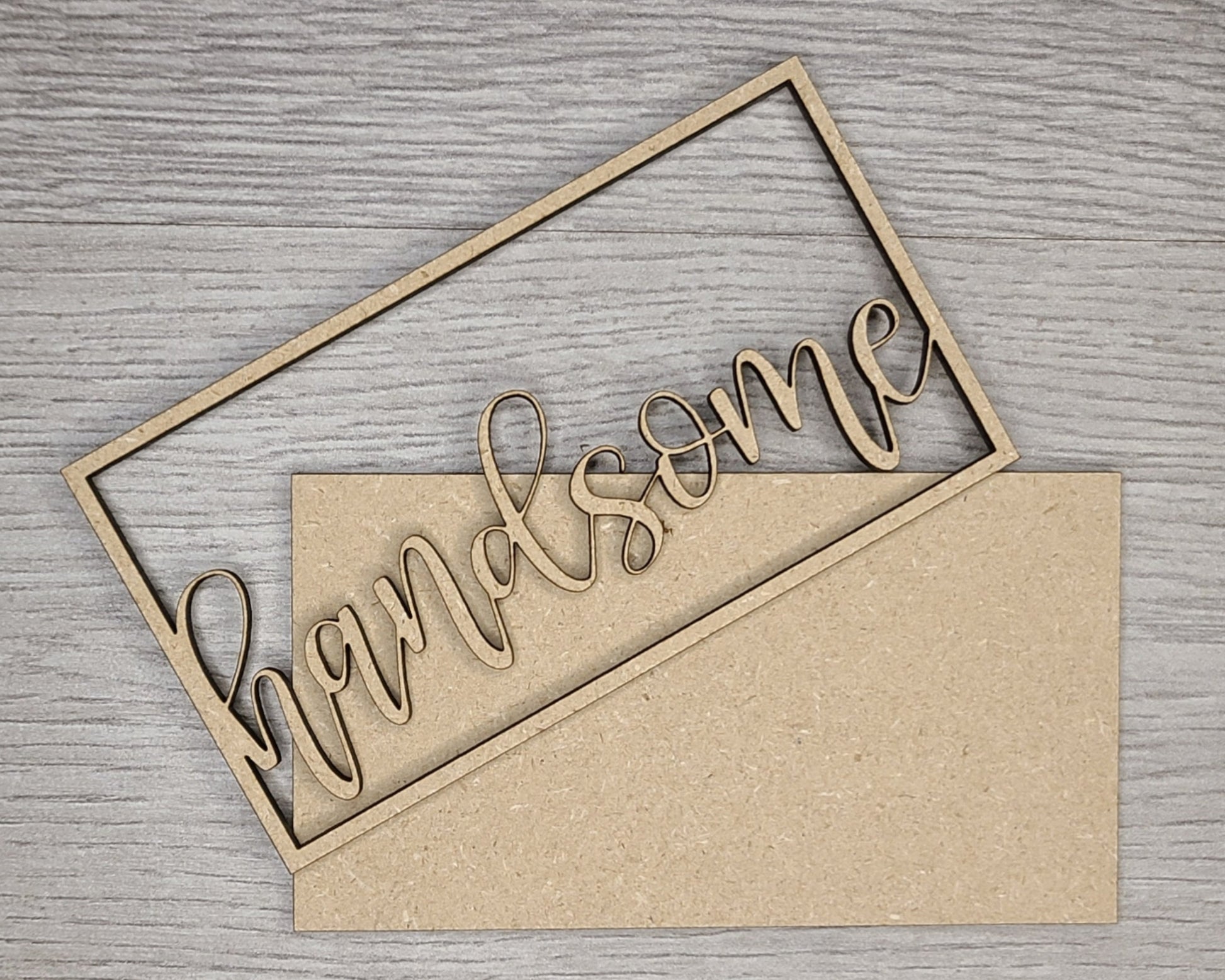 Handsome Bathroom Decor Kit DIY Paint kit #3000 - Multiple Sizes Available - Unfinished Wood Cutout Shapes