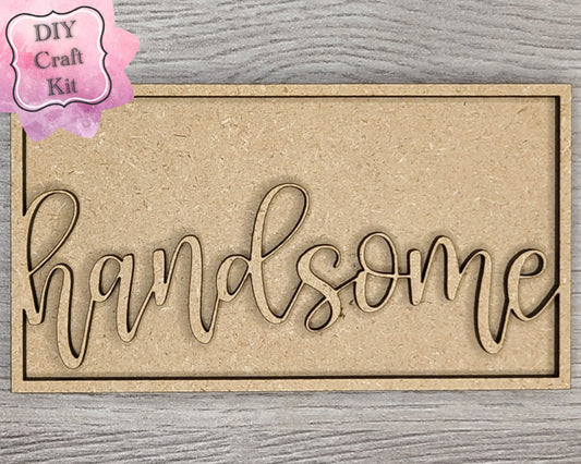 Handsome Bathroom Decor Kit DIY Paint kit #3000 - Multiple Sizes Available - Unfinished Wood Cutout Shapes