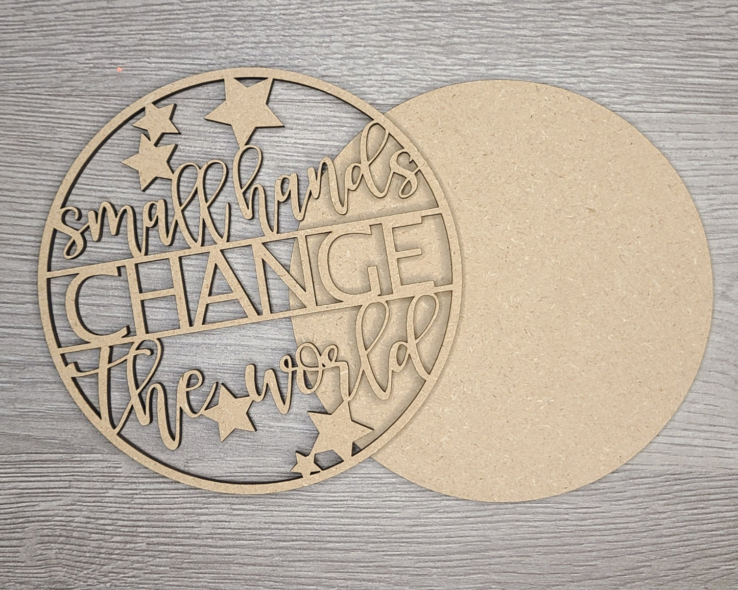 Welcome to our Classroom Interchangeable "Change the world" DIY Paint kit #2983 - Unfinished Wood shape cutouts