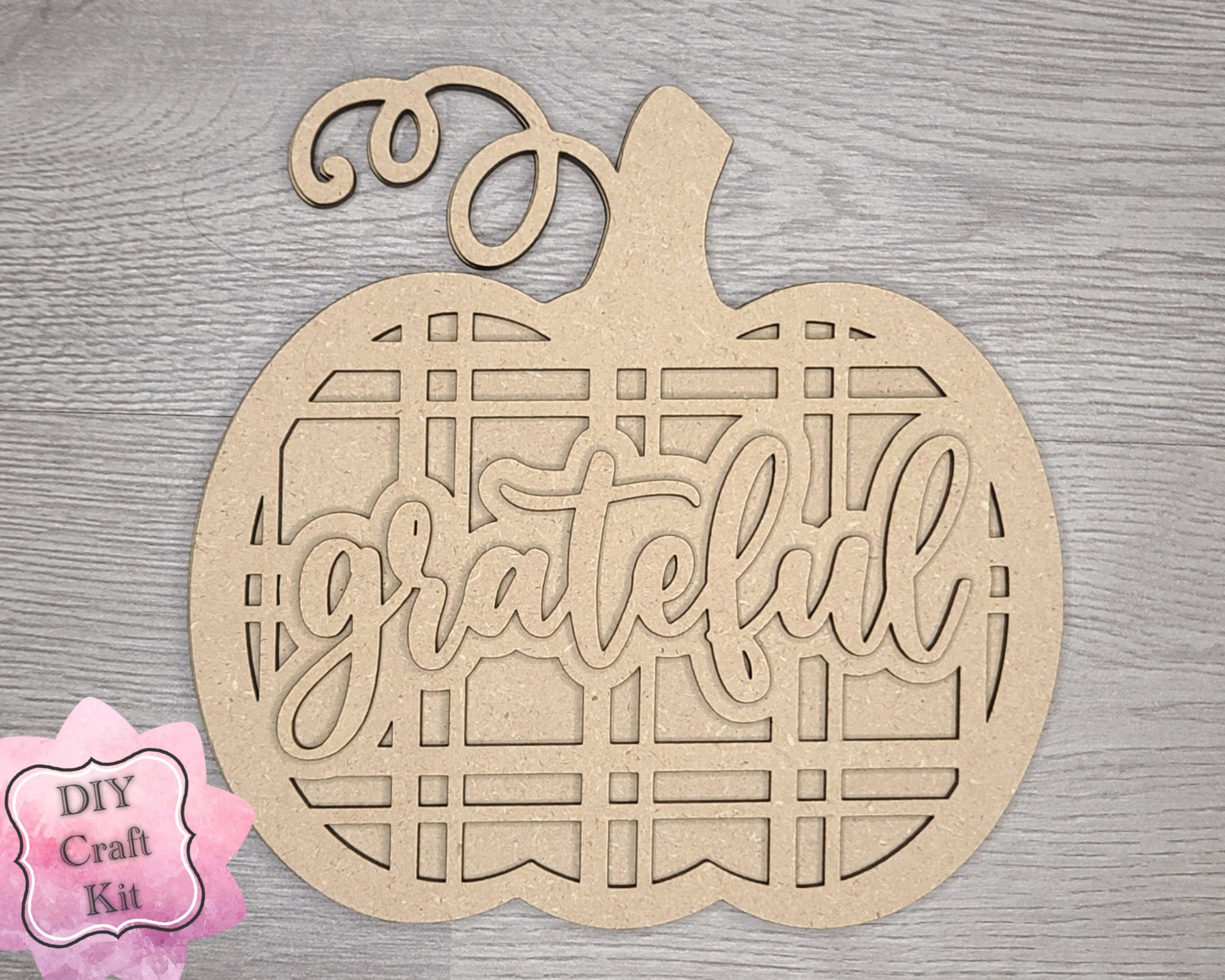 Grateful Thanksgiving Pumpkin Decor Fall colors Decor Porch DIY Paint kit #3067 - Multiple Sizes Available - Unfinished Wood Cutout Shapes