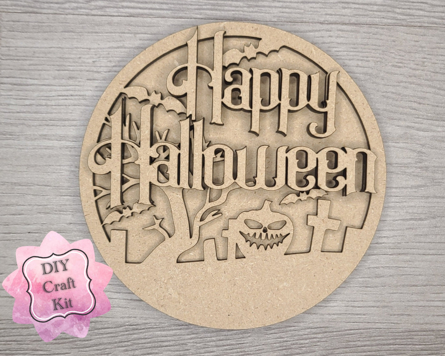 Halloween Graveyard Halloween Decor DIY Paint kit #3141 - Multiple Sizes Available - Unfinished Wood Cutout Shapes