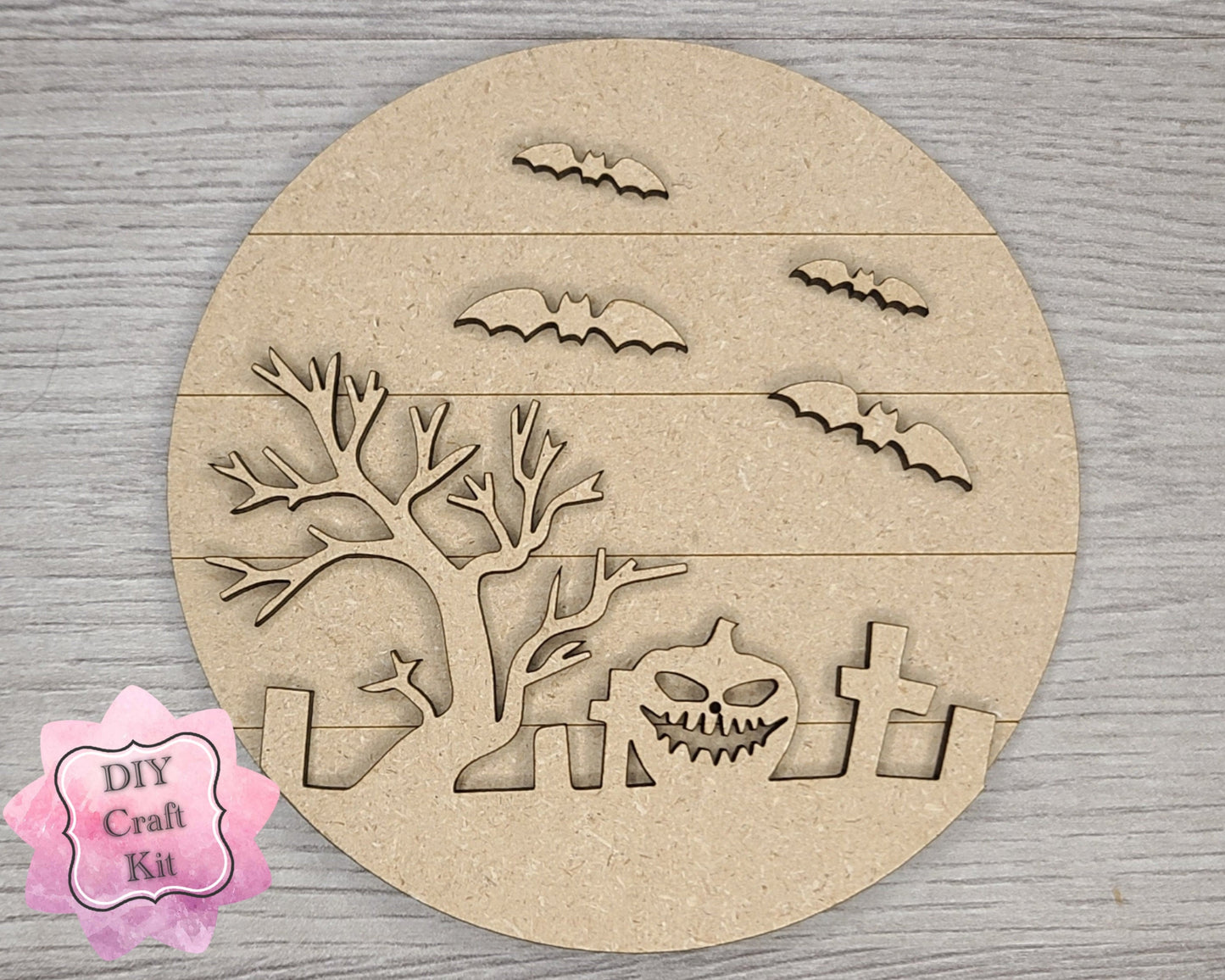 Halloween Graveyard Halloween Decor DIY Paint kit #3131 - Multiple Sizes Available - Unfinished Wood Cutout Shapes