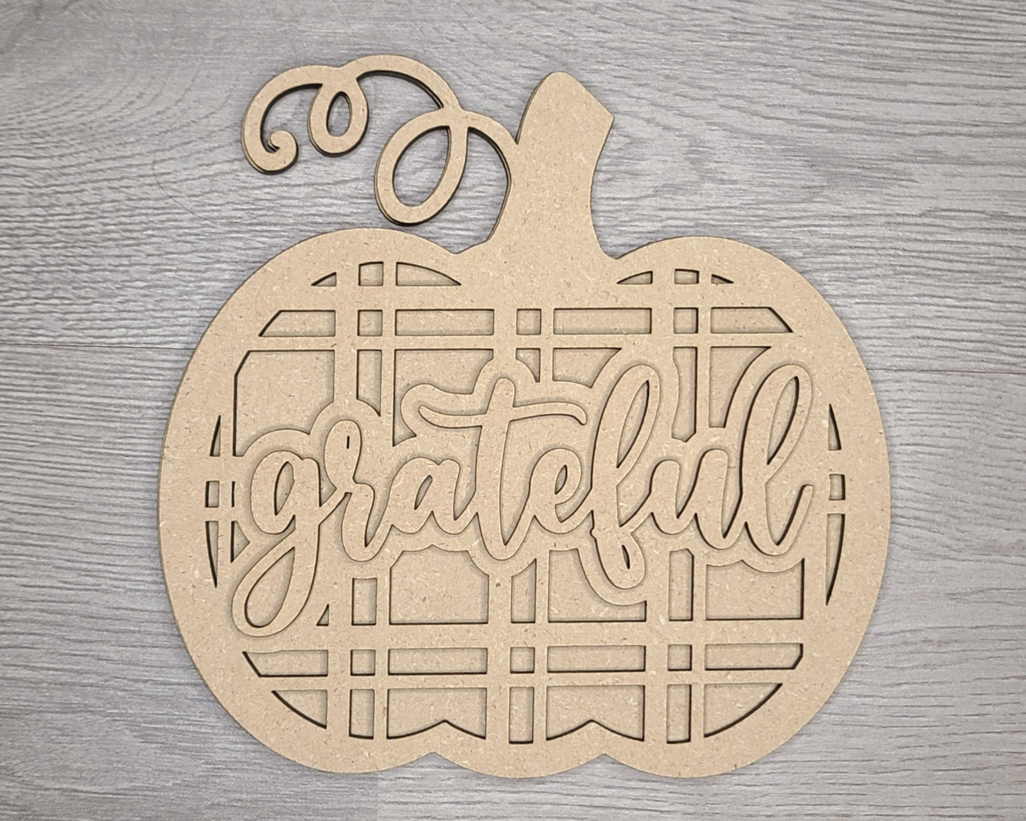 Grateful Thanksgiving Pumpkin Decor Fall colors Decor Porch DIY Paint kit #3067 - Multiple Sizes Available - Unfinished Wood Cutout Shapes
