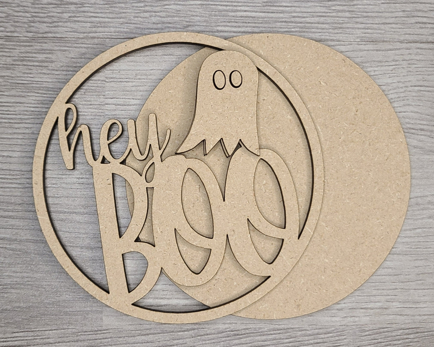 Hey Boo Halloween Decor DIY Paint kit #3139 - Multiple Sizes Available - Unfinished Wood Cutout Shapes