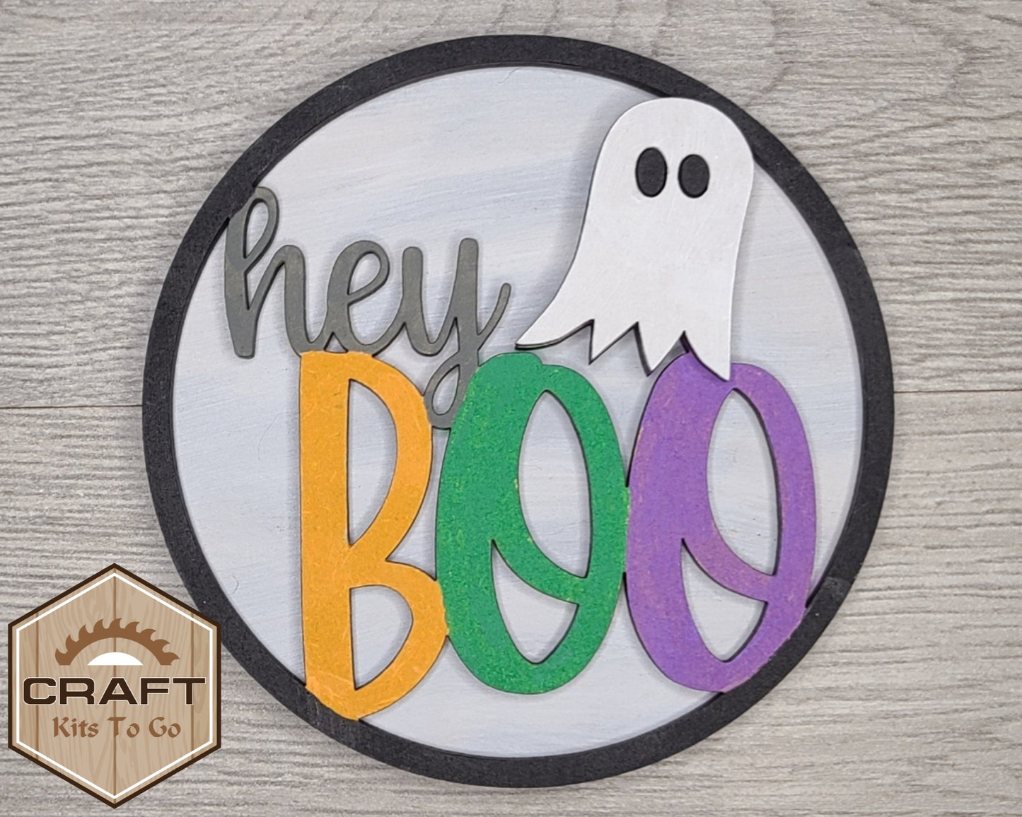 Hey Boo Halloween Decor DIY Paint kit #3139 - Multiple Sizes Available - Unfinished Wood Cutout Shapes
