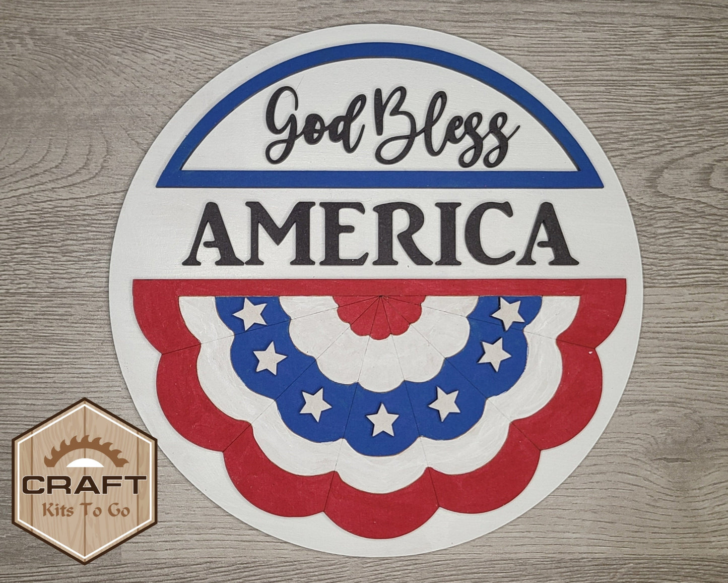 4th of July Bunting 4th of July Craft Kit Paint Kit Party Paint Kit #3034 - Multiple Sizes Available - Unfinished Wood Cutout Shapes