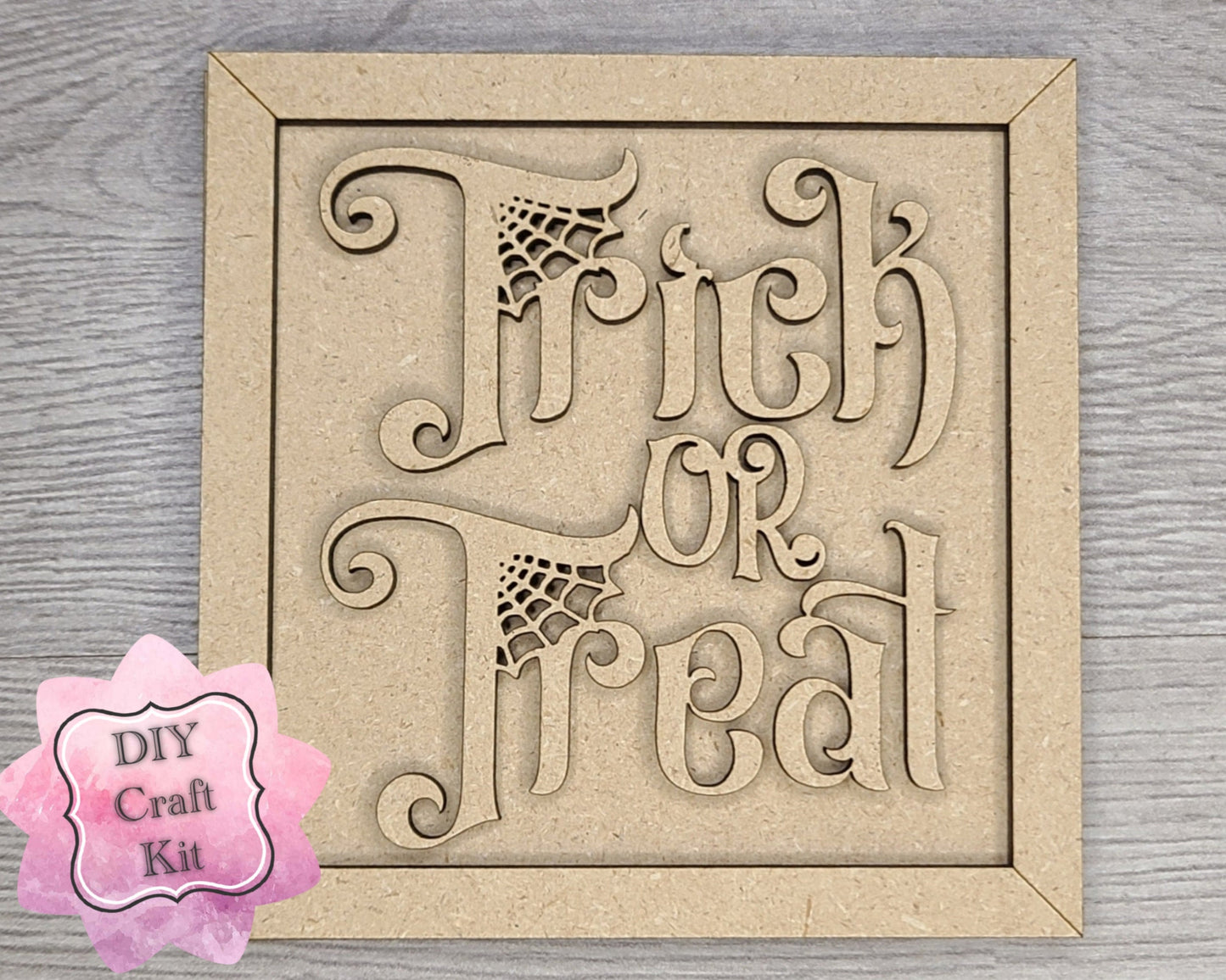 Trick or Treat Halloween Decor DIY Paint kit #3127 - Multiple Sizes Available - Unfinished Wood Cutout Shapes