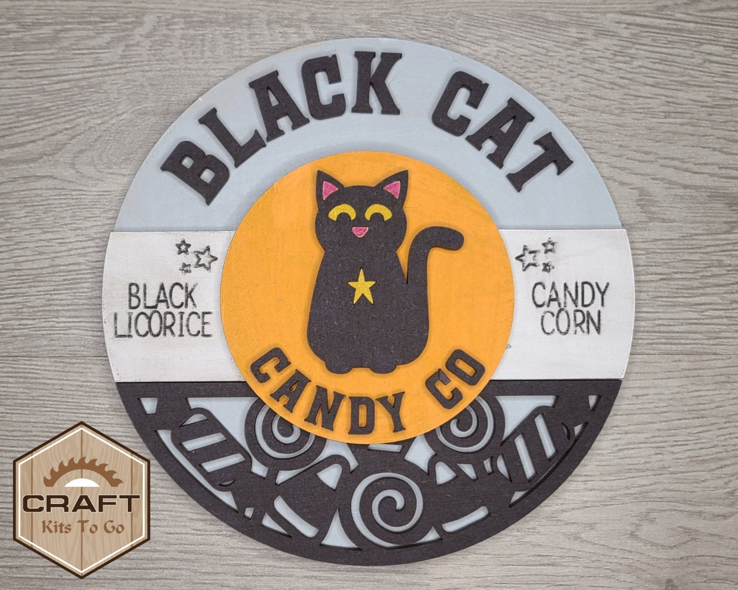 Black Cat Candy Co Halloween Decor DIY Paint kit #3140 - Multiple Sizes Available - Unfinished Wood Cutout Shapes