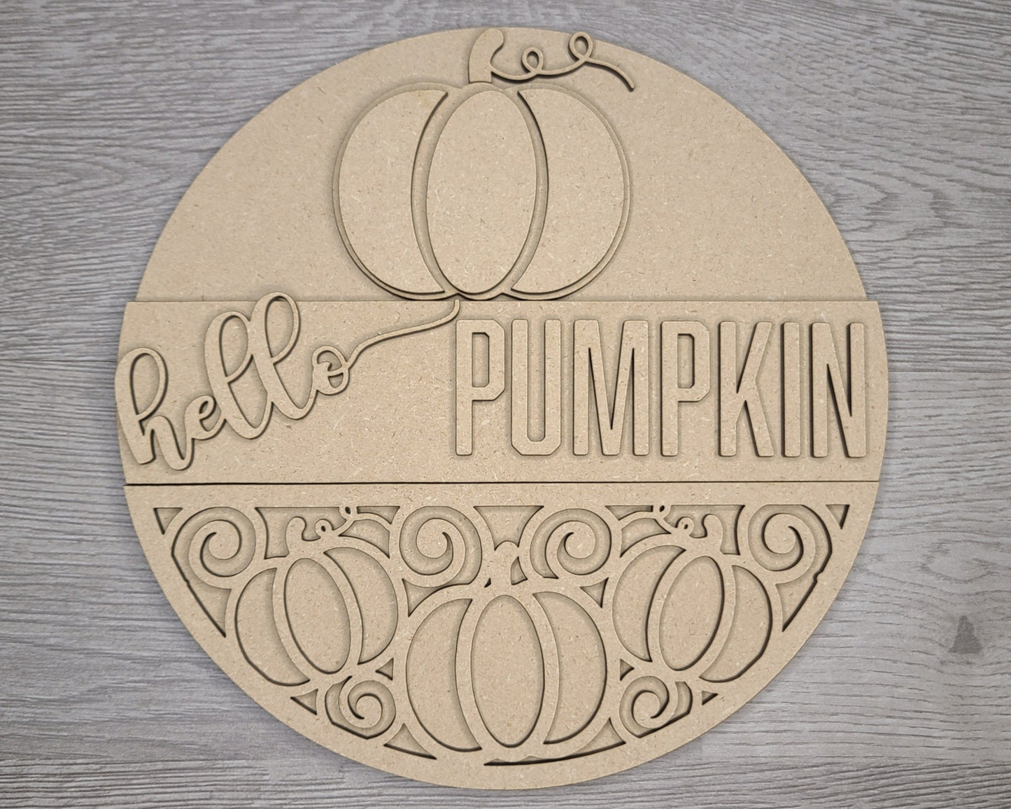 Hello Pumpkin Autumn Decor Fall colors Decor Porch DIY Paint kit #3101 - Multiple Sizes Available - Unfinished Wood Cutout Shapes