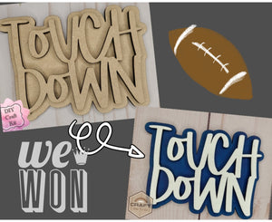 Touch Down Kit Foot Ball Craft Kit Paint Kit Party Paint Kit #2737 - Multiple Sizes Available - Unfinished Wood Cutout Shapes