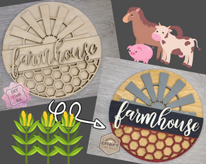 Farm Welcome Sign Farmhouse DIY Craft Kit DIY Paint kit #3150 - Multiple Sizes Available - Unfinished Wood Cutout Shapes