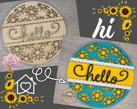 Hello Sunflower Sign | #3099