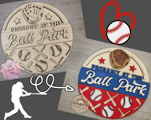 Probably at the Ball Park Baseball Sign DIY Craft Kit DIY Paint Kit #3722 - Multiple Sizes Available - Unfinished Wood Cutout Shapes
