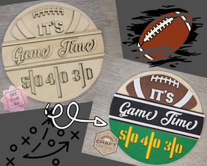 Game Time Football Sign DIY Craft Kit Paint Kit Party Paint Kit #3732 - Multiple Sizes Available - Unfinished Wood Cutout Shapes