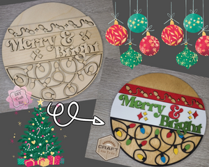 Merry & Bright Christmas Sign | Christmas Decor | Christmas Crafts | Holiday Activities |  DIY Craft Kits | Paint Party Supplies | #3723