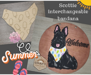Scottie Interchangeable Sign *SUMMER BANDANA* Porch Décor DIY Craft Kit Paint Party Kit #200005