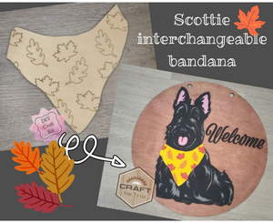 Scottie Interchangeable Sign *FALL BANDANA* Porch Décor DIY Craft Kit Paint Party Kit #200005