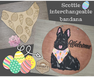 Scottie Interchangeable Sign *EASTER BANDANA* Porch Décor DIY Craft Kit Paint Party Kit #200005