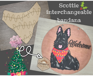 Scottie Interchangeable Sign *CHRISTMAS BANDANA* Porch Décor DIY Craft Kit Paint Party Kit #200005